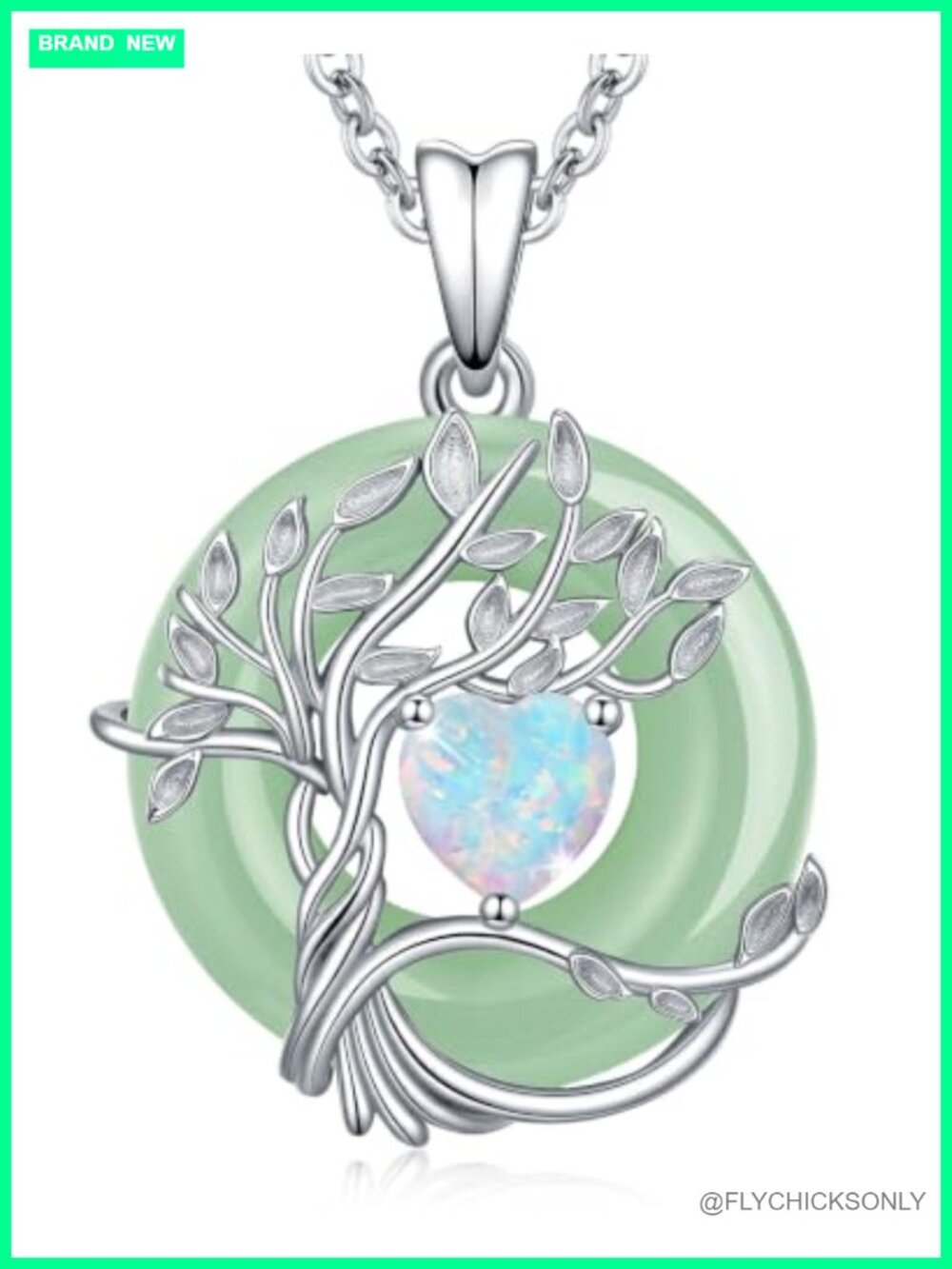 Jade Birthstone Necklace for Women 925 Sterling Silver Tree of Life Pendant